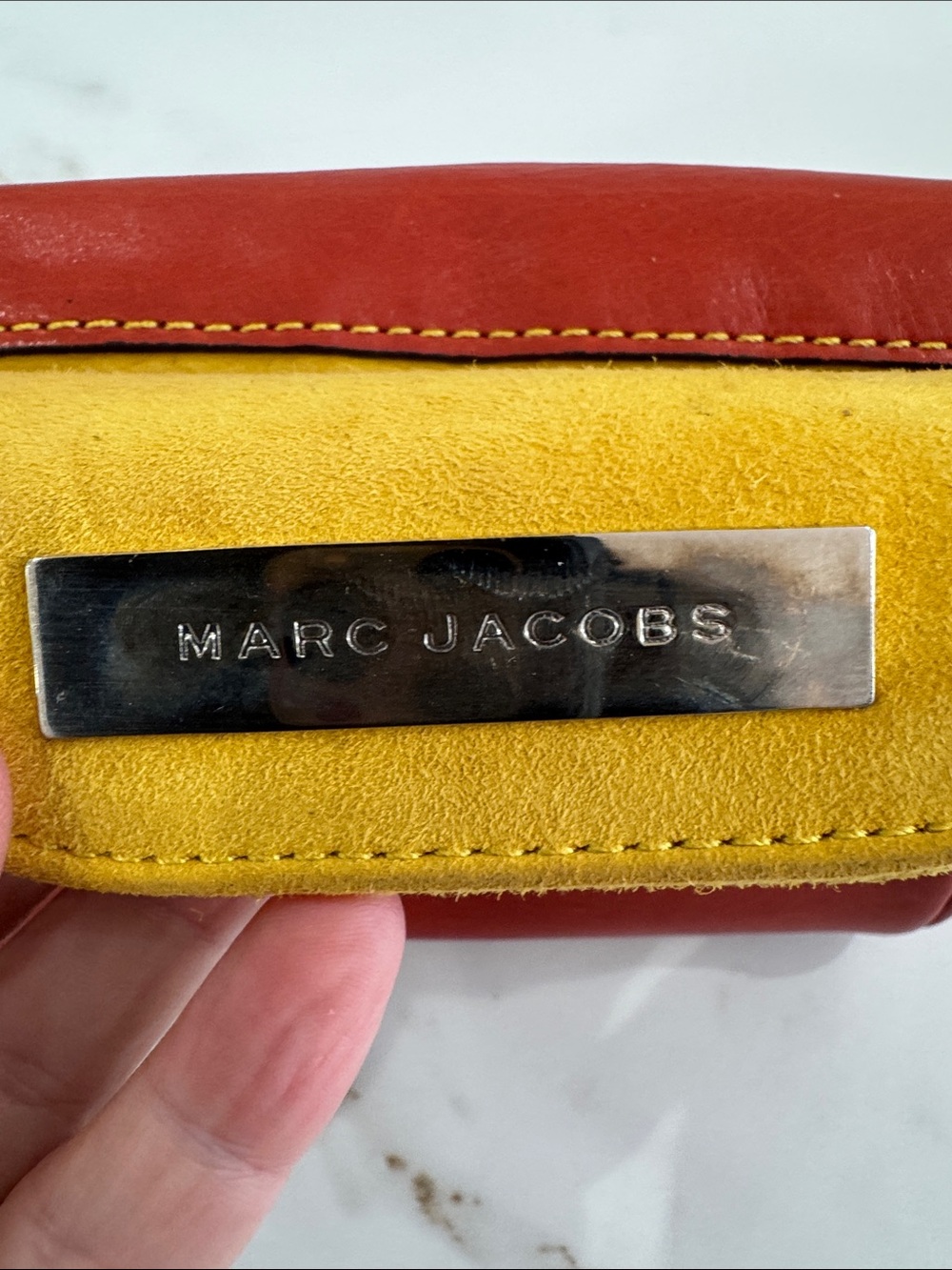 Marc Jacobs Red Leather Wristlet Clutch with Silver-Tone Lock - Picture 6 of 8